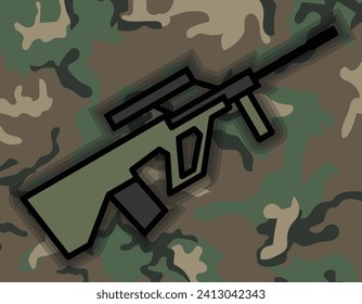 icono de rifle de asalto, arma simple, ilustración vectorial 
