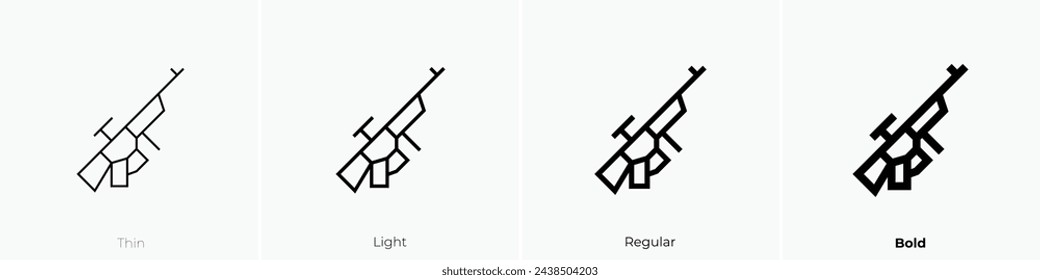 assault rifle icon. Thin, Light Regular And Bold style design isolated on white background