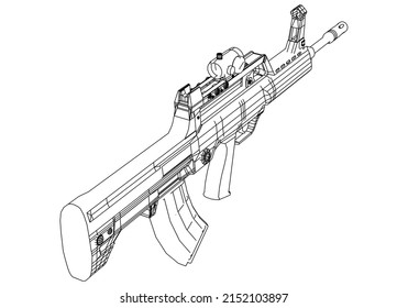 Assault rifle isolated on white background. Vector illustration of an assault rifle.