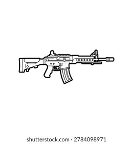 assault rifle line drawing on white background