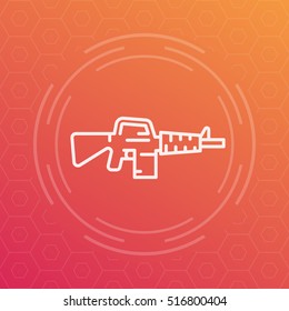 assault rifle line icon, automatic gun, vector illustration