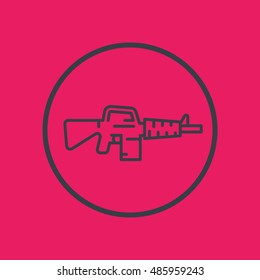 assault rifle line icon in circle