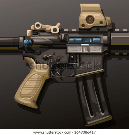assault rifle lying on dark