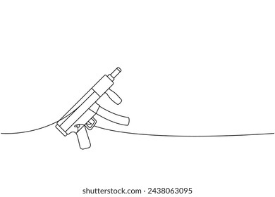 Sturmgewehr mit einer Linie durchgehendes Zeichnen. Verschiedene moderne Waffen kontinuierliche eine Linie Illustration. Lineare Vektordarstellung.