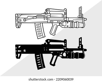 Assault Rifle SVG Printable Vector Illustration
