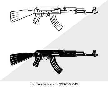 Assault Rifle Svg Printable Vector Illustration Stock Vector (Royalty ...