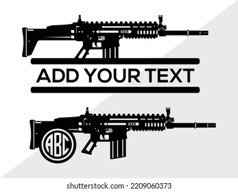 Assault Rifle SVG Printable Vector Illustration