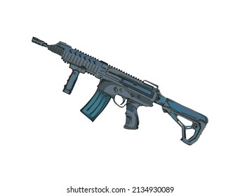 assault rifle vector hand drawn isolated on white