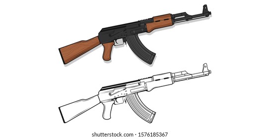  Assault Rifle Vector Illustration