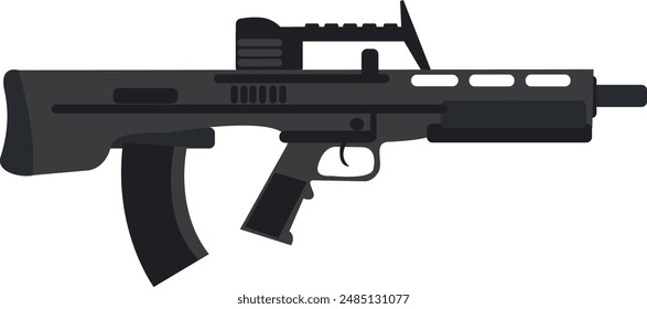 Ilustración vectorial de rifle de asalto. Dibujo de armas