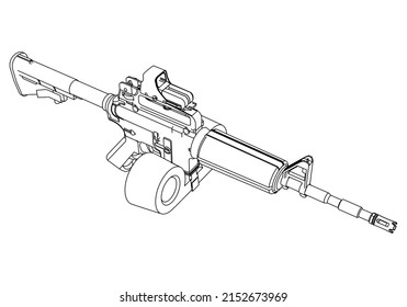 Vector de rifle de asalto aislado en el fondo blanco - arma de rifle de asalto. ilustración vectorial de juego aislada en fondo blanco