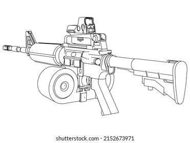Vector de rifle de asalto aislado en el fondo blanco - arma de rifle de asalto. ilustración vectorial de juego aislada en fondo blanco