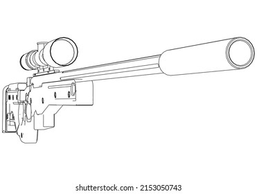 Assault rifle vector isolated on white background - Assault rifle weapon. game vector illustration isolated on white background