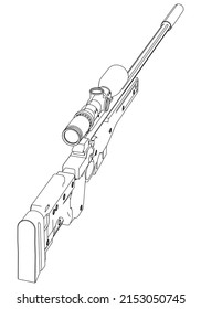 Vector de rifle de asalto aislado en el fondo blanco - arma de rifle de asalto. ilustración vectorial de juego aislada en fondo blanco