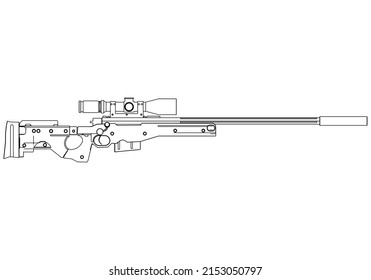 Assault rifle vector isolated on white background - Assault rifle weapon. game vector illustration isolated on white background