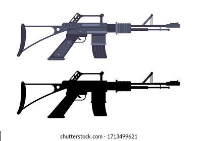 Assault rifle vector weapon isolated on a white background.