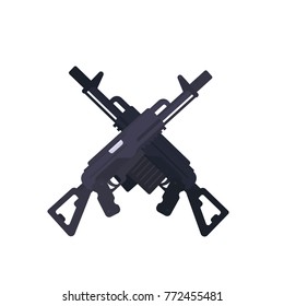 assault rifles, crossed guns in flat style