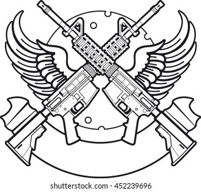  assault rifles with wings and banner