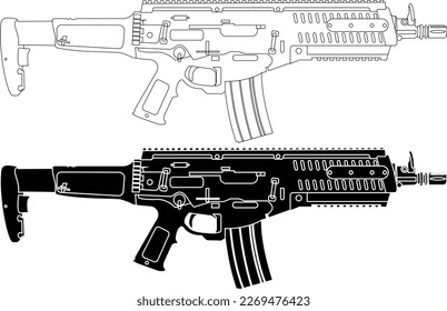 assaut beretta arx 100 Vektorgrafik mit Umriss und Silhouette.
