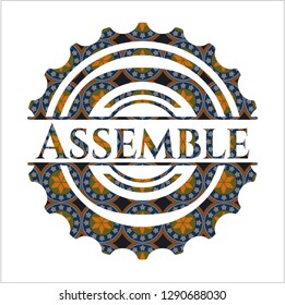 Assemble arabic emblem background. Arabesque decoration.