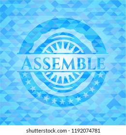 Assemble light blue mosaic emblem