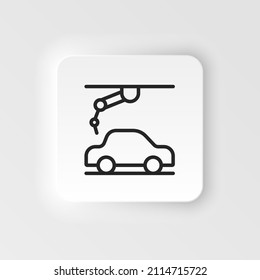 Assemble robot, automobile robot icon - Vector neumorphic style vector icon on white background