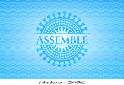 Assemble water wave representation emblem.