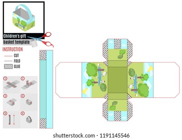 assemble yourself. baby basket template with sheep.stock vector illustration