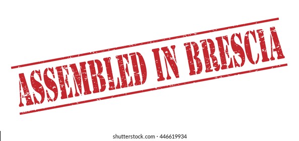 assembled in brescia vector stamp on white background