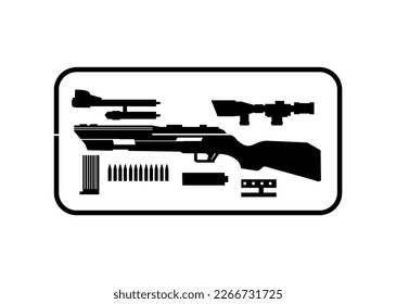 assembled rifle, sniper vector, isolated on white background