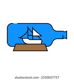 Montaje de botes en botellas Icono de línea Vector. Montaje de botes en botella Ilustración de símbolo aislado