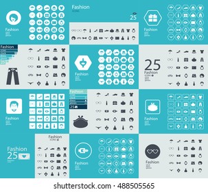 Assembling flat icons in style in interesting patterns on the theme of fashion
