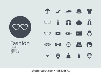 Assembling flat icons in style in interesting patterns on the theme of fashion