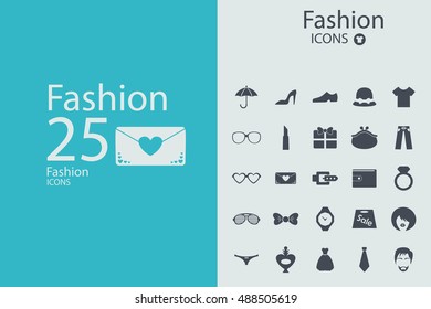 Assembling flat icons in style in interesting patterns on the theme of fashion