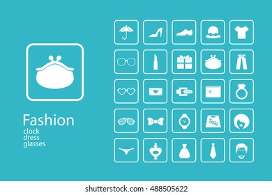 Assembling flat icons in style in interesting patterns on the theme of fashion