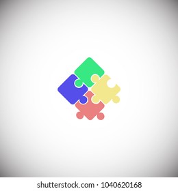 Assembling jigsaw puzzle cooperation togetherness unity, team support and help concept.