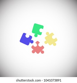 Assembling jigsaw puzzle cooperation togetherness unity, team support and help concept.