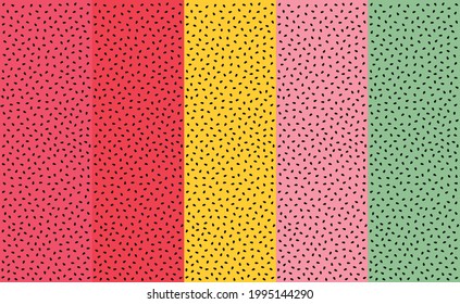 Assembly of 5 watermelon backgrounds with seeds - Vector illustration