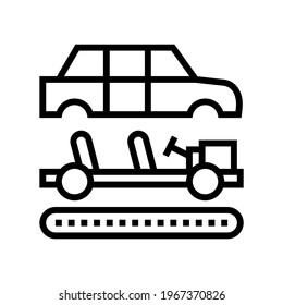 assembly of all car parts line icon vector. isolated contour symbol black illustration