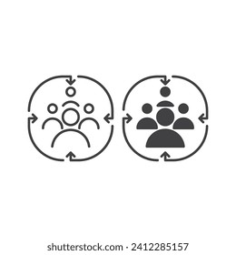 Assembly area, gathering point. Vector icon outline illustration