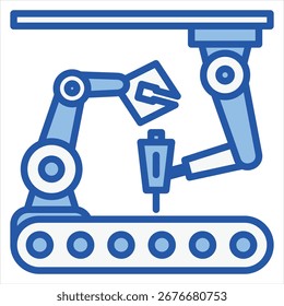 Assembly Blue White Single Icon Illustration