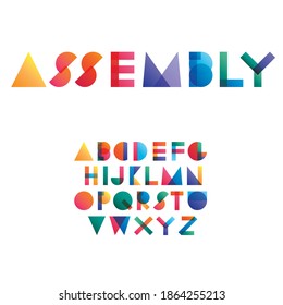 Assembly colorful gradient overlapping transparent shapes font