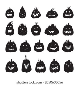 Assembly of different halloween pumpkins on a white background - Vector illustration