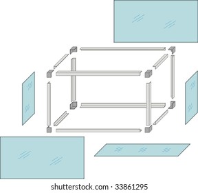 Assembly drawing of a self-made metal aquarium