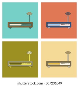 assembly flat icon Wi fi modem