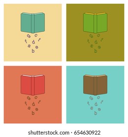 assembly flat icons alphabet book
