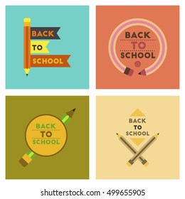 assembly flat icons Back to school pencil