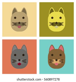 assembly flat icons cartoon cat