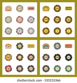 assembly flat icons Casino poker chips