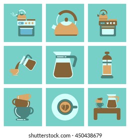 assembly flat icons coffee cup Coffee Maker